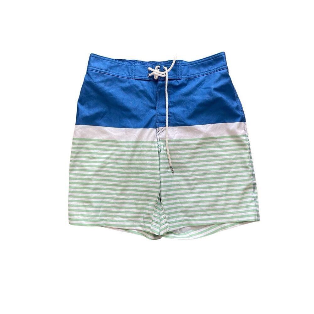 Southern Tide Men’s Swim Trunks – Size M – Blue green striped